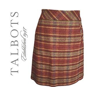 Talbots Autumn Tones Plaid Tweed Wool Pencil Mini Skirt Lined New With Tags